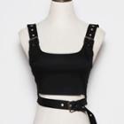 Grommet Crop Tank Top Black - One Size