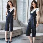 Set: Short-sleeve T-shirt + Pinstriped Jumper Pants