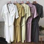 Short-sleeve Open-collar A-line Shirtdress