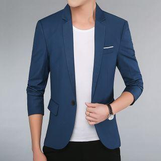Contrast Trim One-button Blazer