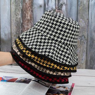 Houndstooth Knit Bucket Hat