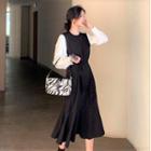 Puff-sleeve Ruffled Midi Dress