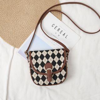 Argyle Flap Crossbody Bag Black - One Size
