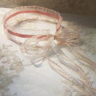Lace Bow Choker Lace Up - Pink - One Size