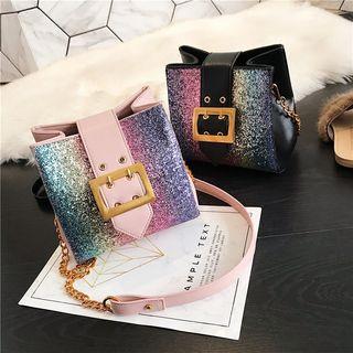 Glitter Buckled Bucket Bag
