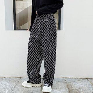 Check Woolen Straight Leg Pants
