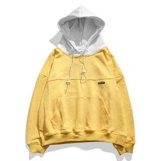 Long-sleeve Contrast Panel Hoodie