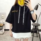 Short-sleeve Hooded Mock Two-piece T-shirt