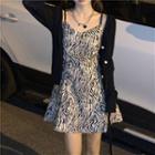 Spaghetti Strap Zebra Print Dress / Button-up Jacket