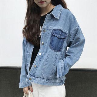 Color-block Long-sleeve Denim Jacket