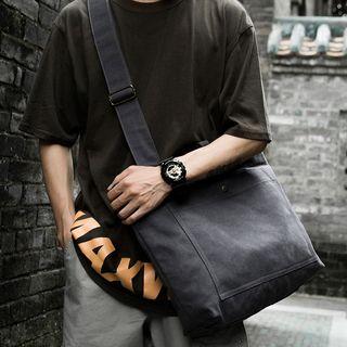 Canvas Crossbody Bag Blue Black - One Size