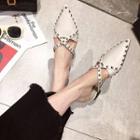 Studded Pointed Faux Leather Mules