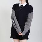 Color Block Plaid Panel Sweater Black - One Size