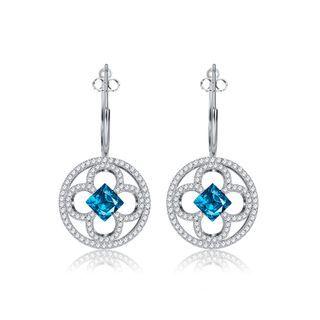 Elegant Fashion Camellia Flower Earrings With Austrian Element Crystal Silver - One Size