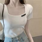 Short Sleeve Square Neck Ribbed Top