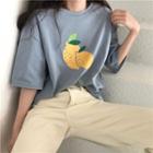 Short Sleeve Lemon Print T-shirt