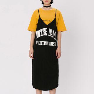 Strappy Lettering A-line Dress