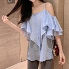 Cold Shoulder Ruffle Blouse