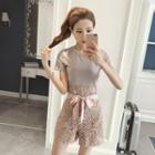 Set: Short-sleeve T-shirt + Lace Shorts