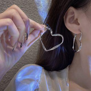 Twisted Heart Alloy Dangle Earring 1 Pair - A450 - Silver - One Size