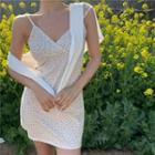 Plain Light Cardigan / Floral Print Sleeveless Dress