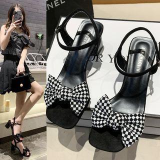 Ribbon Chunky-heel Sandals