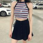 Striped Cropped Halter Top