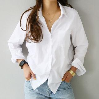 Pocket-patch Cotton Shirt White - One Size