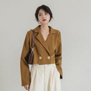 Crop Button Blazer Yellow - One Size
