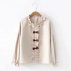 Ruffle Trim Blouse Khaki - One Size