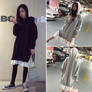 Mock Two-piece Long-sleeve Long Hoodie