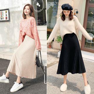 Midi A-line Knit Skirt / Set