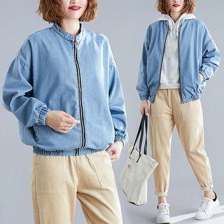 Denim Bomber Jacket Light Blue - One Size