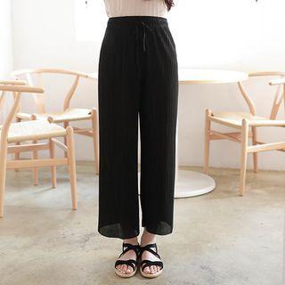 Accordion-pleated Wide-leg Pants Black - One Size