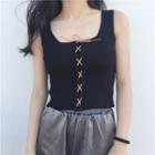 Lace-up Knitted Tank Top