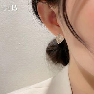Rhinestone Geometric Stud Earring 1 Pr - Gold - One Size
