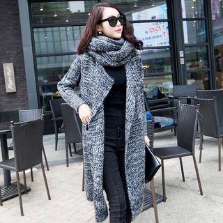 Long Knit Cardigan With Scarf