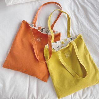 Reversible Fruit Print Canvas Tote Bag