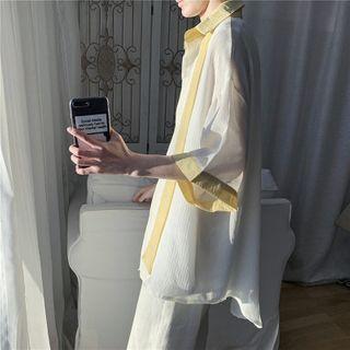 Tie-neck Short-sleeve Layered Shirt