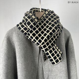 Checker Knit Scarf Checker - Black & White - One Size