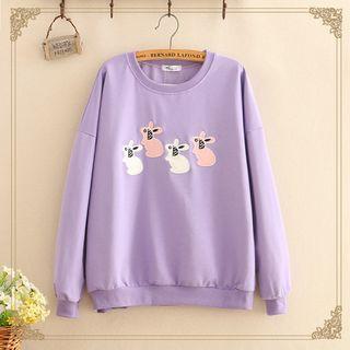 Rabbit Embroidered Round-neck Long-sleeve Sweater