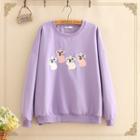 Rabbit Embroidered Round-neck Long-sleeve Sweater