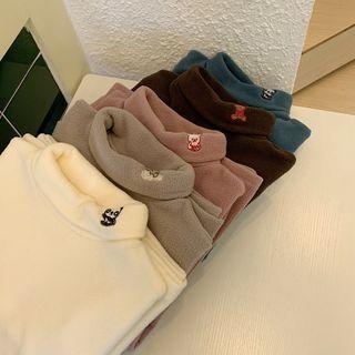 Embroidered Long Sleeve Fleece Top
