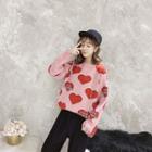 Lettering Heart Pattern Sweater