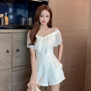 Cold-shoulder Ruffled Romper
