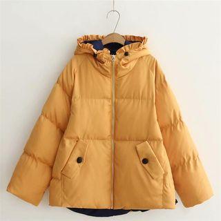 Frilled Hood Padded Coat