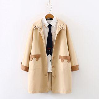 Bear Embroidered Shirt Jacket