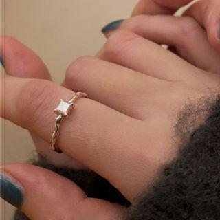 Cube Sterling Silver Open Ring J1871 - Silver - One Size