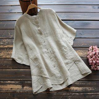 Asymmetric Elbow-sleeve Blouse