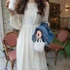 Lace-detail Pintuck Long Dress Ivory - One Size